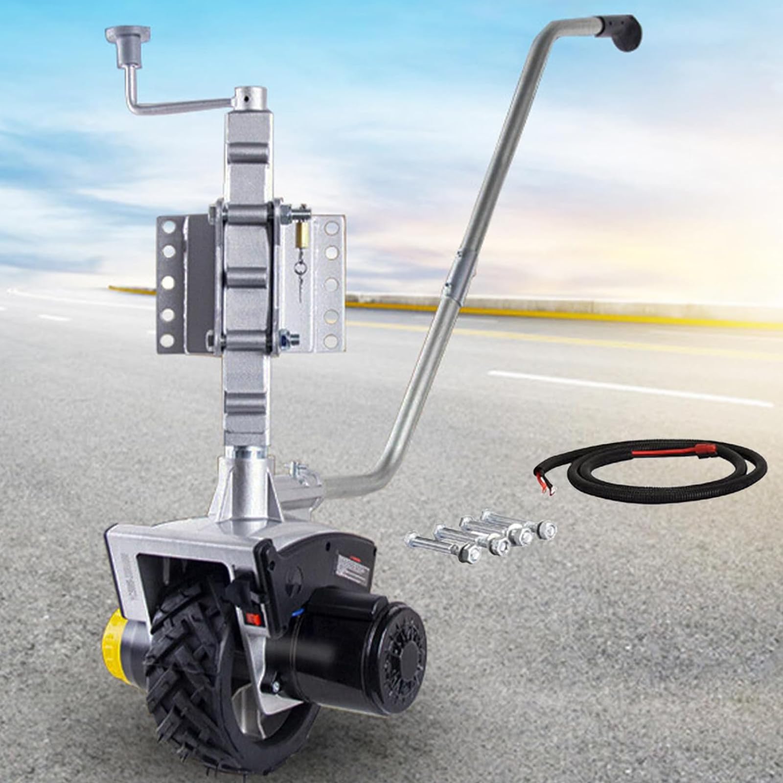Rangierhilfe Wohnwagen Elektro Anhänger Stützrad Mover,Elektrisch Motorisierter Anhängerheber,Mini Mover,2722 Kg Last Mit Bremse Elektro Stützrad LKW Vollgummireifen,550WNonfoldable