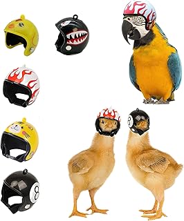 5 Pcs Mini Chicken Helmet, Funny Pet Hat Decorations, Adjustable Elastic Strap Safety Headwear, Chicken Guard Helmets for Rooster Duck Bird Parrot Hamster Poultry Stylish Show Costume