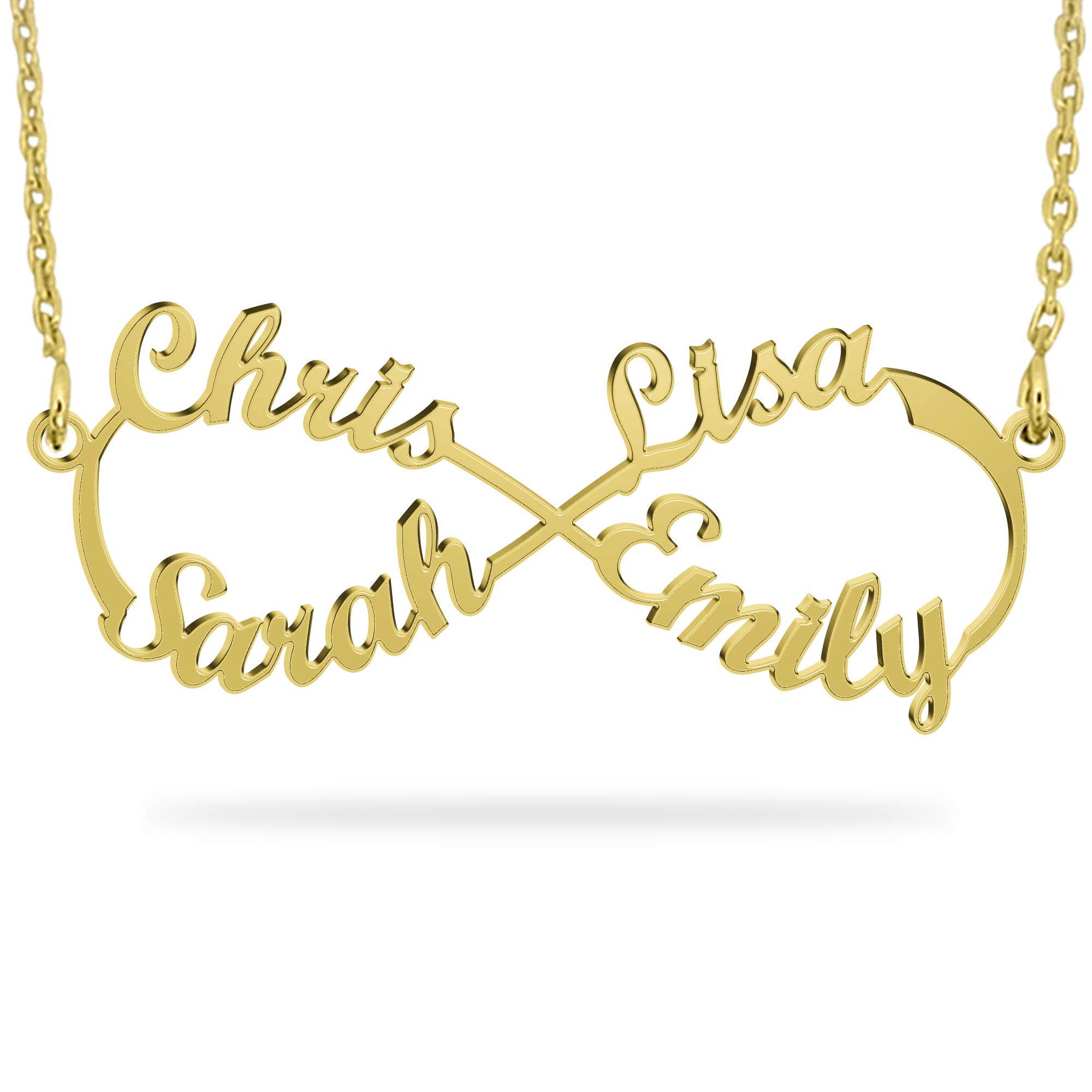 JoelleJewelryDesign Collar Plata Colgante con Nombre Infinito Personalizados Regalo para Familia Cadena Más Extención