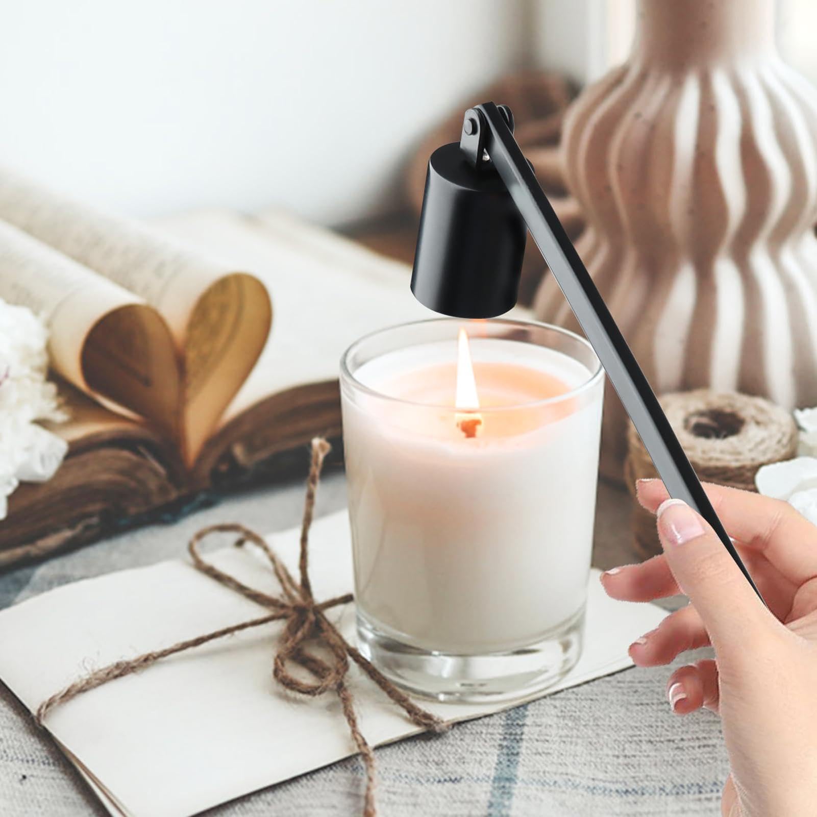 Eteignoir À Bougie, Éteignoir À Bougie avec Long Manche en Acier Inoxydable, Etouffoir Bougie pour Eteindre Les Flammes De La Mèche, pour La Plupart des Bougies
