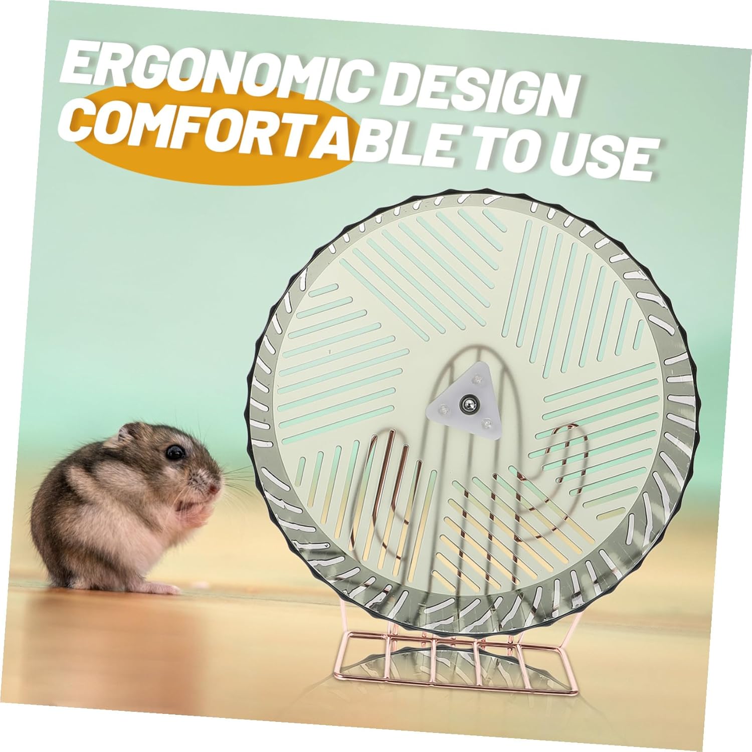 Angoily Silent Large Hamster Wheel with Gold Bracket for Small Pets Stable Exercise for Chinchillas Mice Gerbils and Hedgehogs Home and Pet Shop Decor