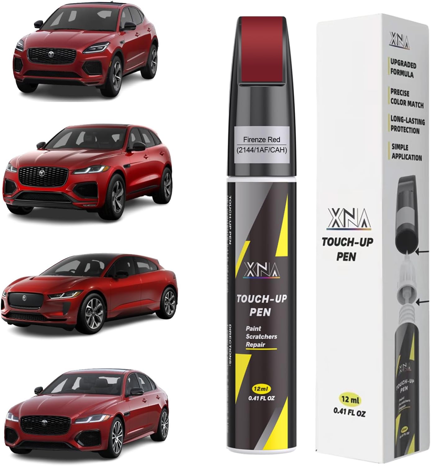 XNA Fuji White/Polaris White(2135/1AA/NER) for Jaguar Touch Up Paint, 2 in 1 Car Scratch Remover with Pen Tip and Brush, Exact Color-Matched for Car Paint Scratch Repair, Quick & Easy Fix Chips and Nicks