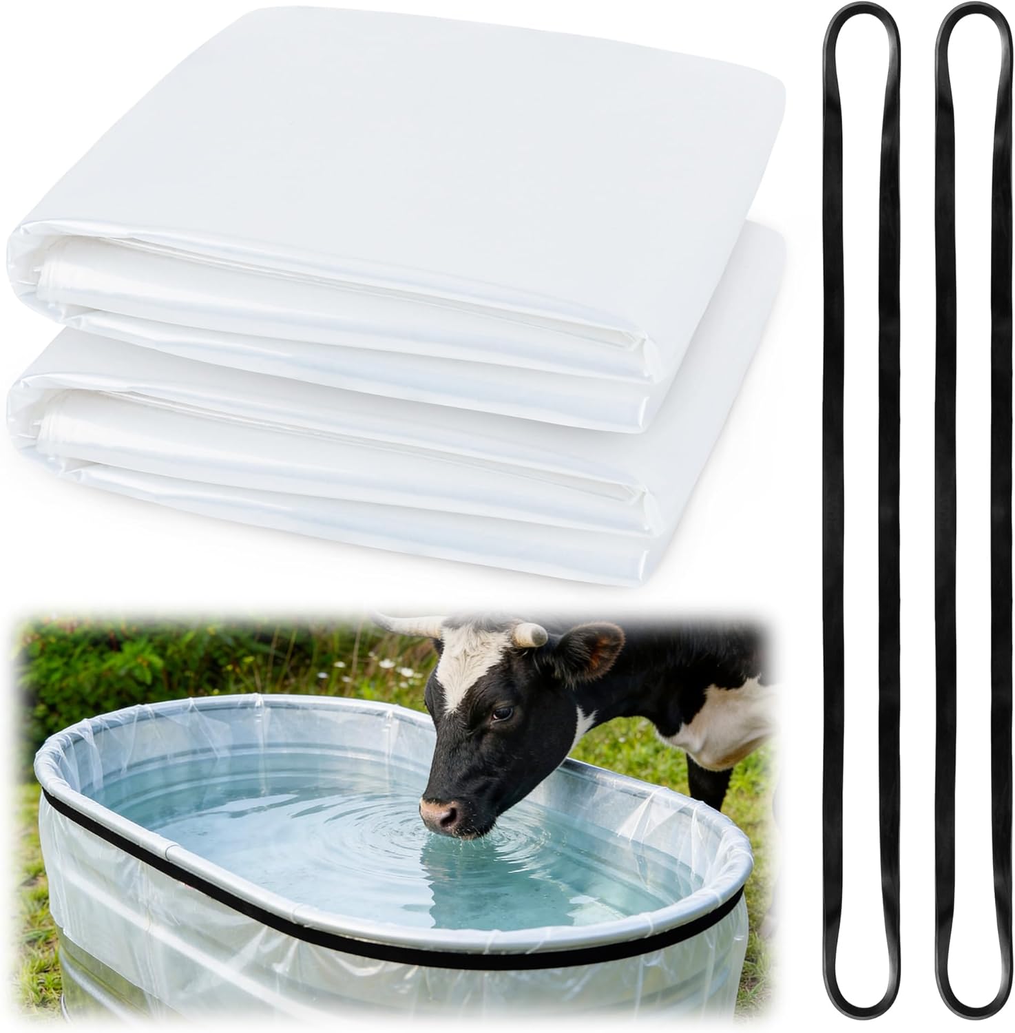 2 Pack Stock Tank Liner, Durable Plastic Liners for 100 Gallon Stock Tank, 10.8 x 8.8 Ft Stock Tank Liners with 2 Elastic Bands (10.8x8.8 ft)