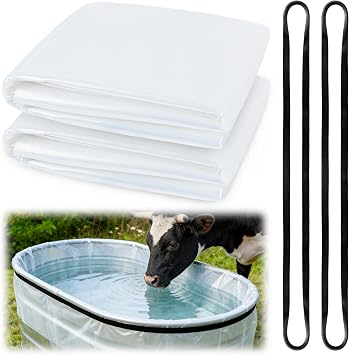 2 Pack Stock Tank Liner, Durable Plastic Liners for 100 Gallon Stock Tank, 10.8 x 8.8 Ft Stock Tank Liners with 2 Elastic Bands 10.8x8.8 ft