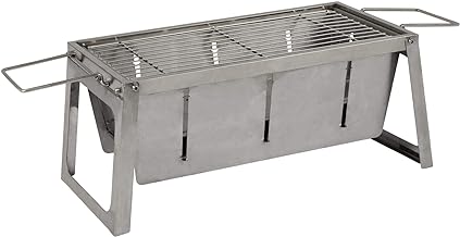 Fire Sense 63724 Stainless Steel Foldaway Charcoal Grill Heavy Duty Stainless Steel Construction For Outdoor Barbecues Camping Tailgating Traveling Charcoal Grate & Carry Bag Included