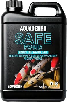 AquaDesign POND SAFE 2500ML Pond Tap Water Conditioner Dechlorinator Chlorine Remover TREATS 62,500 Litres