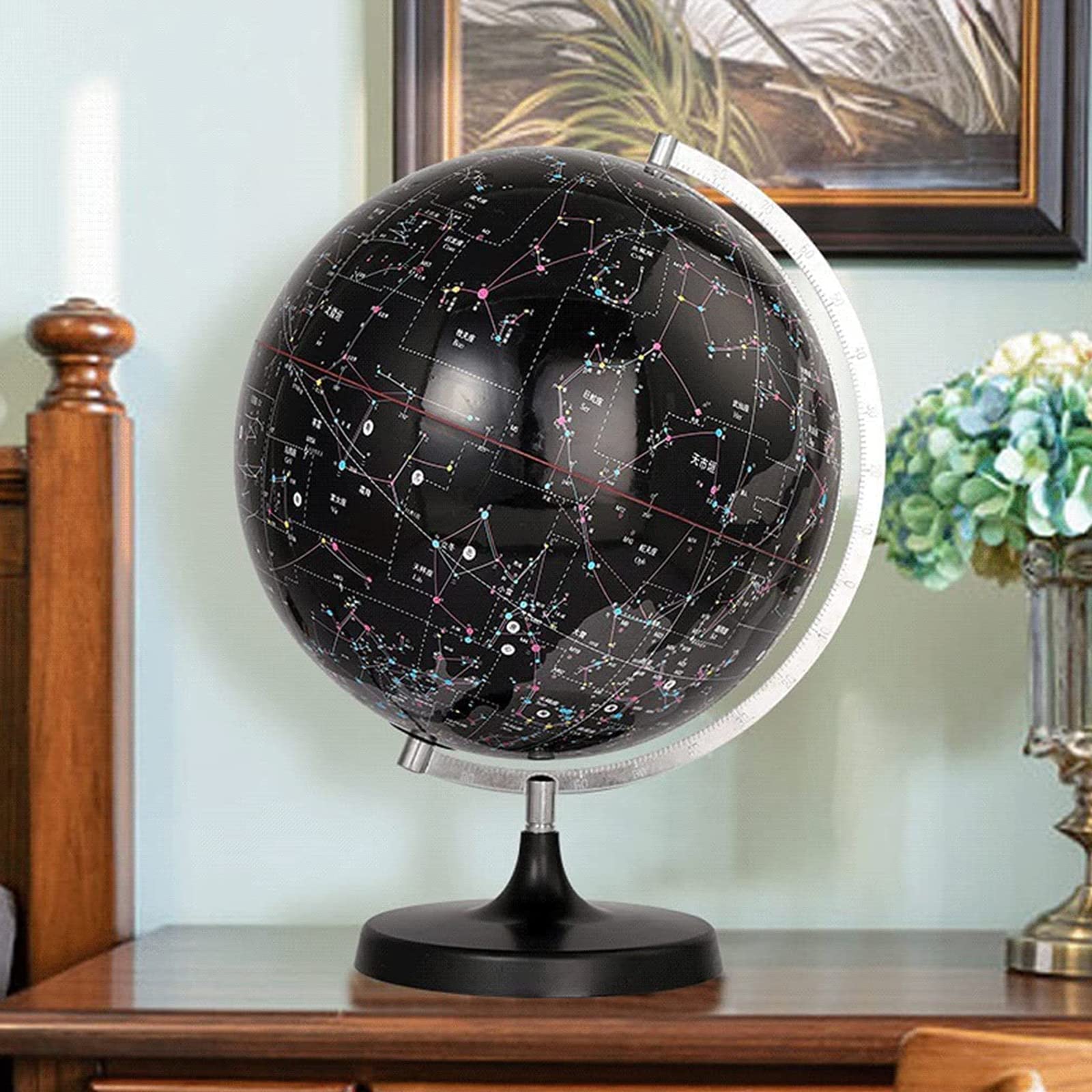 Die Erde Sternbild-Globus, 32 cm, klarer Himmelsglobus, schwarz, mit beleuchteter Kugellampe, Schreibtisch, Kunststoff-Himmelsglobus for Kinder (schwarz Licht)