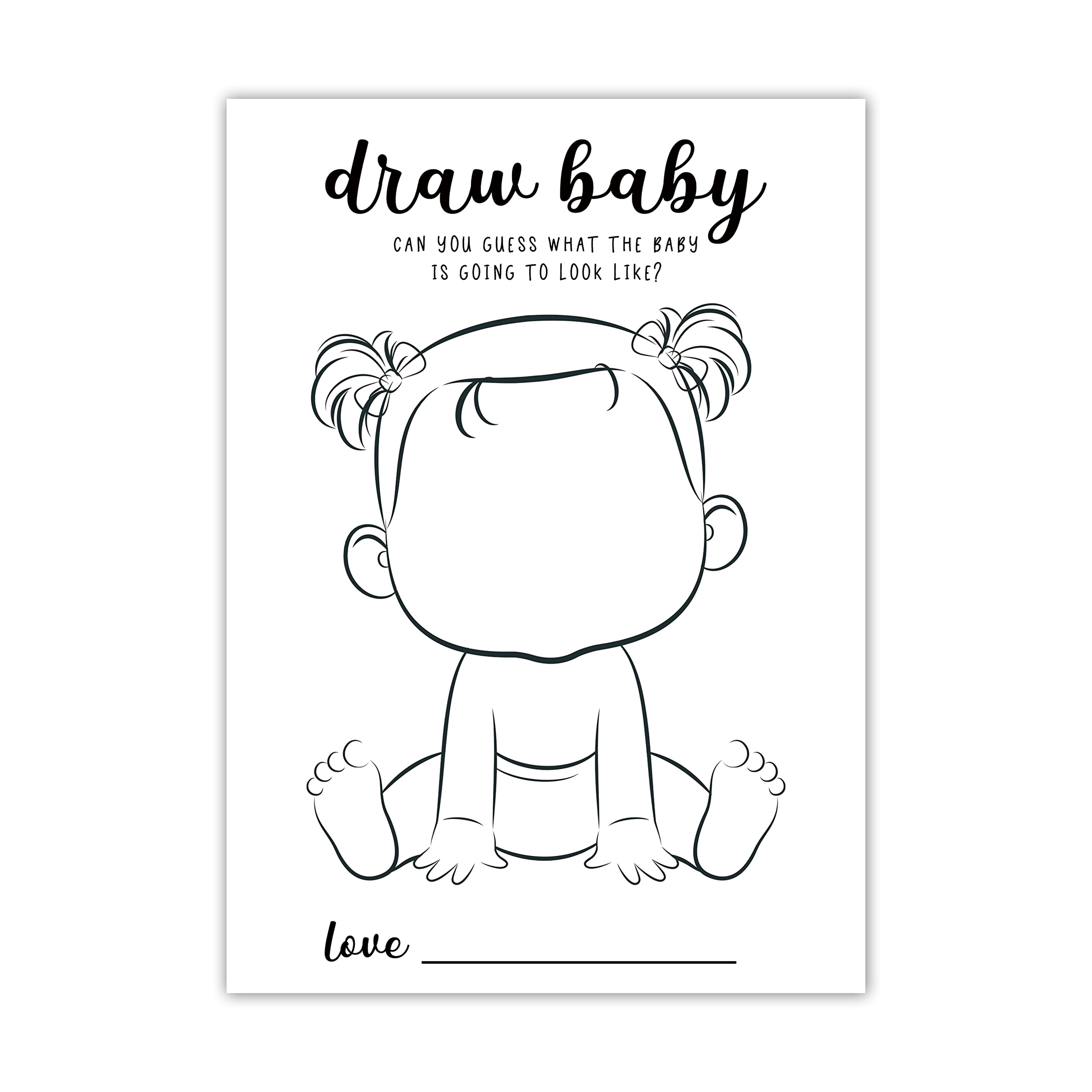 Draw Baby Shower Games, Boy or Girl Gender Reveal Party Game - Baby Shower Party Activities Supplies - Can You Guess What the Baby is Going to Look