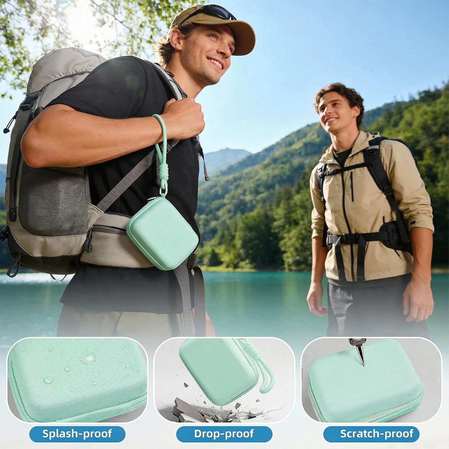 Digital Camera Case Compatible with CAMKORY Digital Point and Shoot/for KODAK PIXPRO FZ45/55 16MP Vlogging/for VAHOIALD FHD 1080P/for IWEUKJLO/for Nsoela, Holder for SD Card More (Green) - Image 6