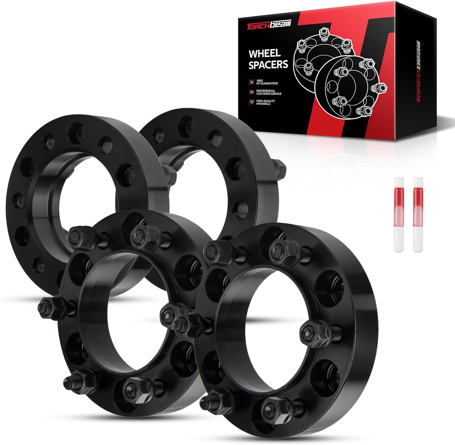 Torchbeam 6x5.5 Wheel Spacers 1.25 inch, Hub Bore 106 mm, Thread Pitch M12x1.5, Spacers for Tacoma, 4Runner, FJ Cruiser, Tundra, GX460, Sequoia, GX470, T100, Pickup, Land Cruiser, LX450, Hubcentric