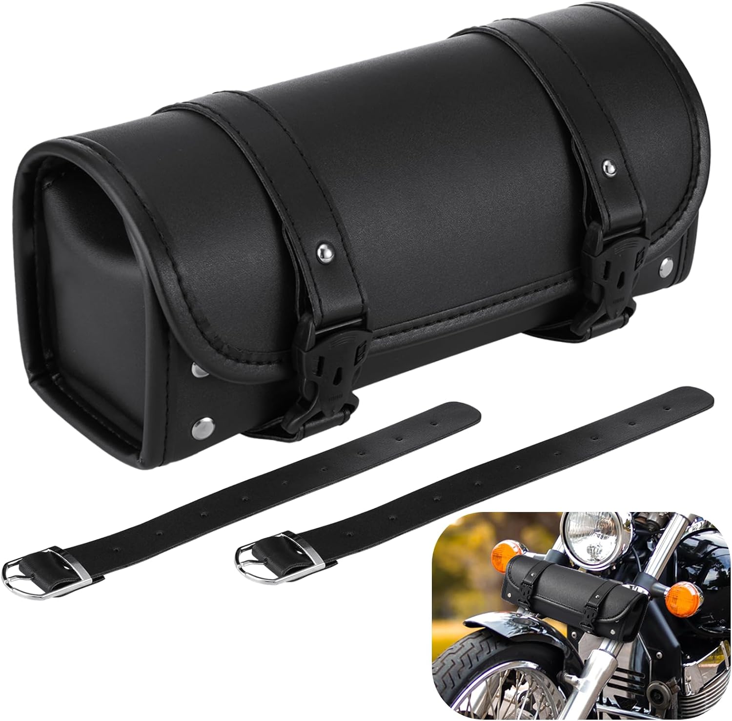 yeesport Motorcycle Handlebar Bag, PU Leather Bag for