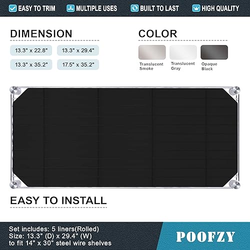 Miniatura 4 de Revestimiento de alambre para estantes de 16 x 36 pulgadas, juego de 5 revestimientos para estantes de alambre, plástico no adhesivo para despensa,