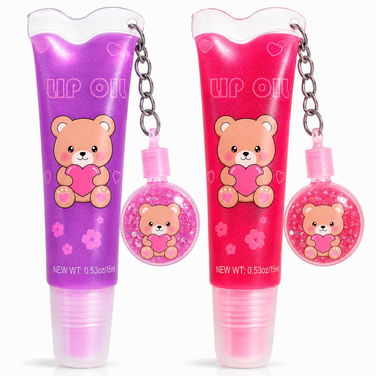 2 in 1 Cute Tube Design Lip Gloss Keychain for Soft & Nourished Lips - Highly Pigmented Lip Gloss for Girls - Perfect Lipgloss Women Accessory-picture-18