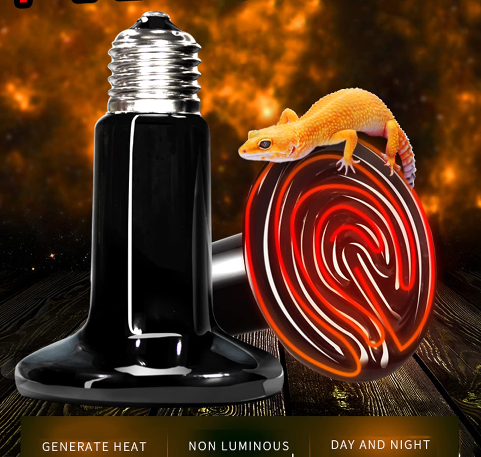 Liuer Keramische Warmtelamp – 2 Stuks, 100W, E27, Zwart, Voor Terrarium, Reptielen, Amfibieën En Vogels