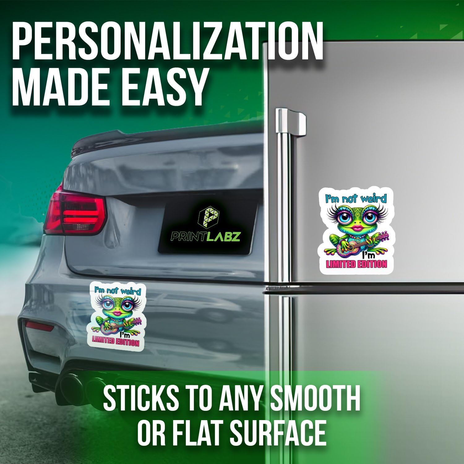 I'm Not Weird I'm Limited Edition Magnets - 5" On Longest Side - Cute Frog with Guitar Peace Sign - 2 Pack - Thick Strong Magnet - Bumper Magnets for Fridge, Toolbox, Cars - Made in USA - PLDFMAG0592 image 4