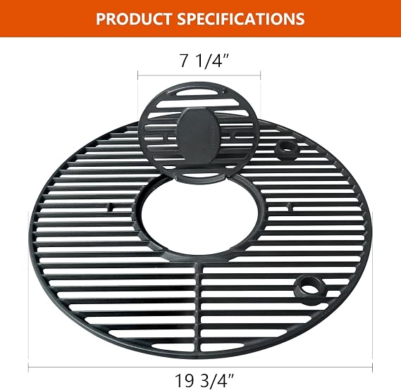 19.5 Cast Iron Round Grill Grate Grid for Pit Boss K24,Akorn Kamado Ceramic Grill,Char-Griller 16620,Louisiana Grills K24,Solid Rod Round Coookin Grate Grill Grids
