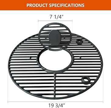19.5 Cast Iron Round Grill Grate Grid for Pit Boss K24,Akorn Kamado Ceramic Grill,Char-Griller 16620,Louisiana Grills K24,Solid Rod Round Coookin Grate Grill Grids