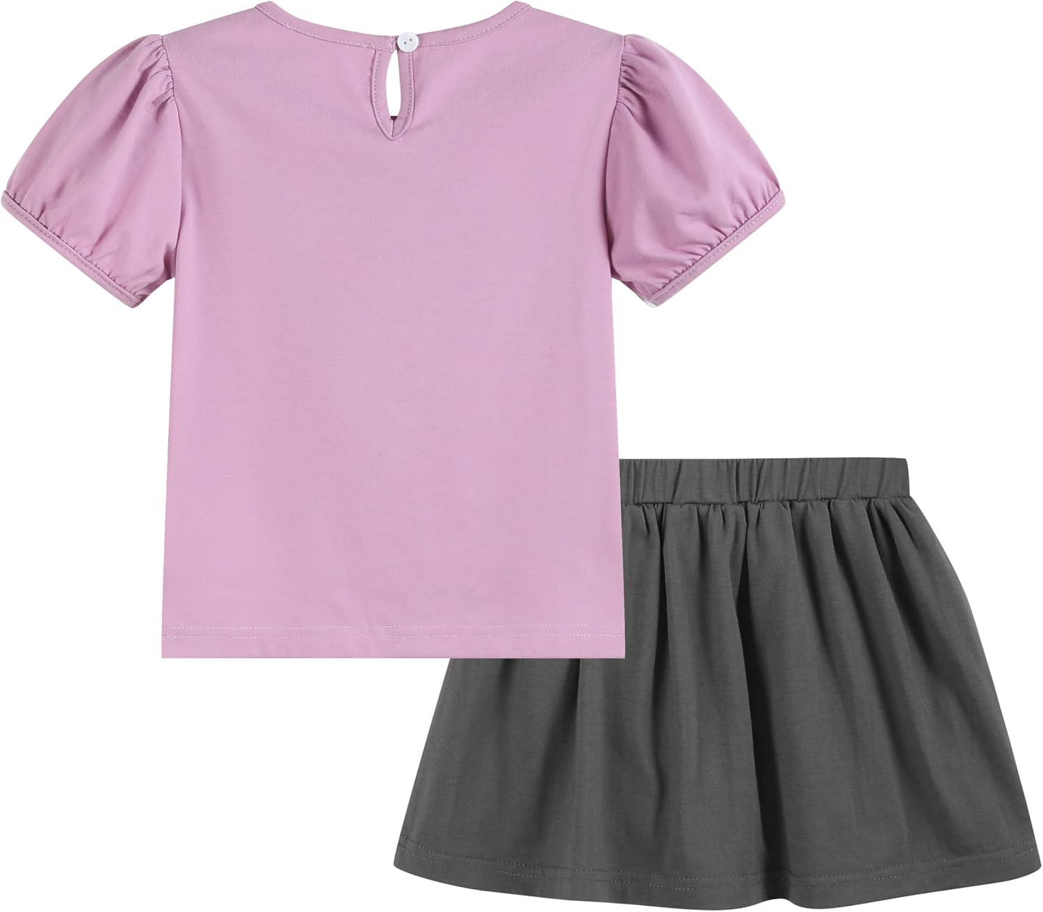 Lil cactus Baby and Girls Purple Halloween Ruffle Top and Gray Skort Set