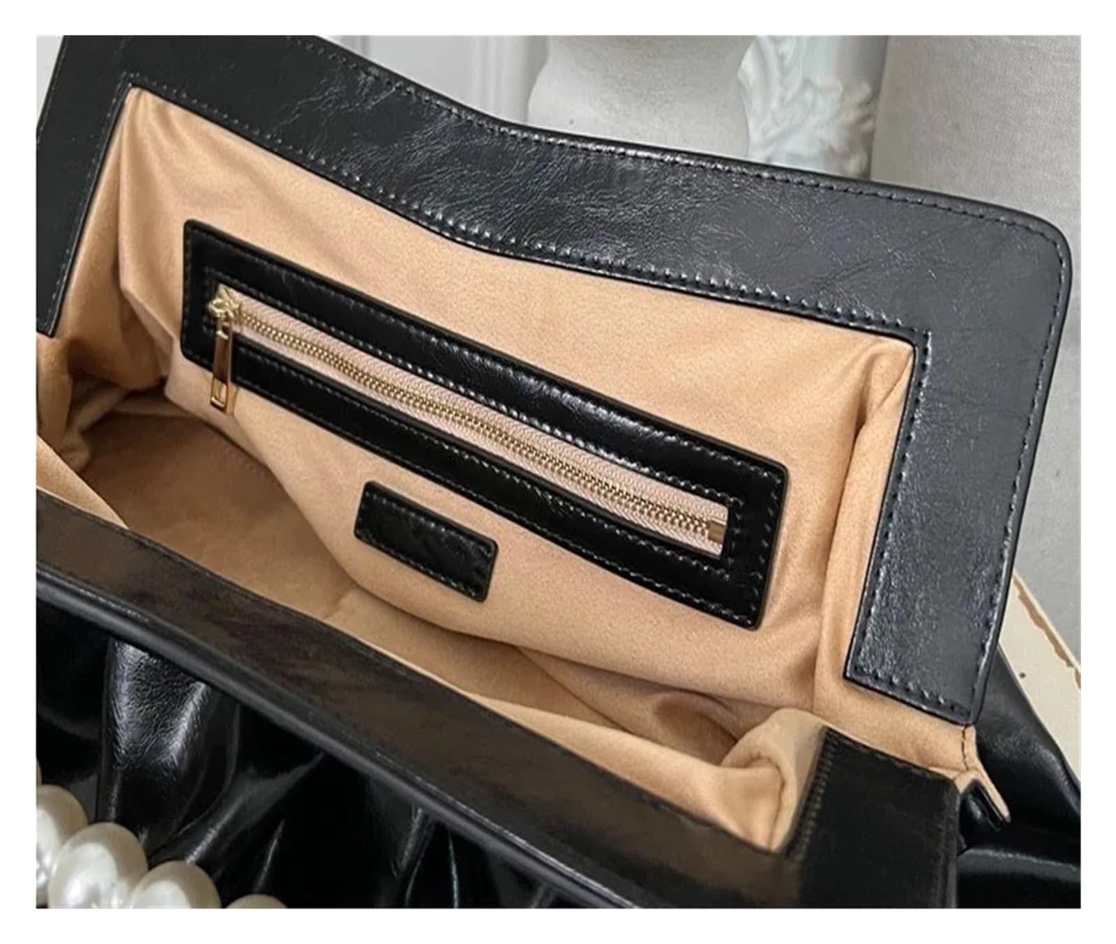 Pochette per donna Pochette da donna con pieghe, design a catena di perle, borsa da donna, borsa da banchetto in pitone, busta da sera, pochette da donna, borse a mano, bolsas Pochette Donna Elegante(