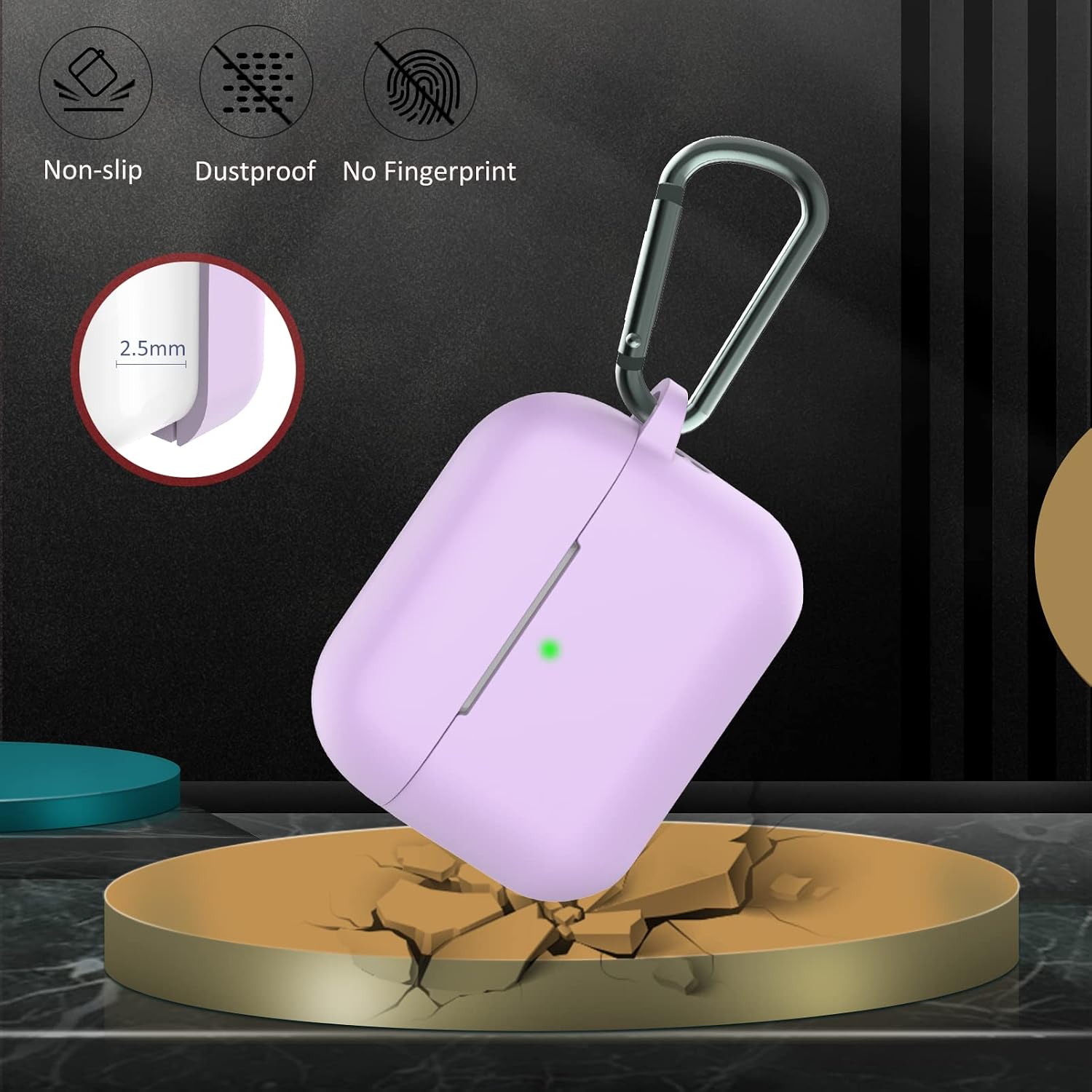 Coffea Airpods Pro 2nd Generation Case 2022, Silicone Protective Case with Keychain for New Apple Airpods Pro Case [Front LED Visible] - Lavender