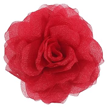 4.3 Inches Rose Hair Clip Flower Hairpin Brooch Floral Clips | Satin Fabric Large Flower Brooches for Women | Elegant Hair Clip Rose Brooches for Women | Floral Lapel & Brooch Pins for Woman Fashion