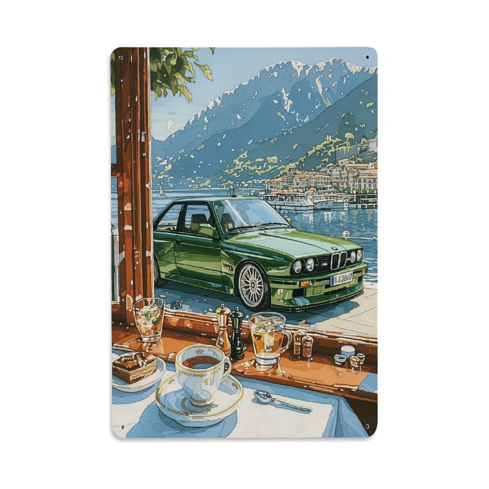 Classic Sport Car for E30 M3 Supercar Racing Car Metal Tin Sign Plaque Wall Decor for Cafe, Club, Garden Metal Poster 8x12Inch