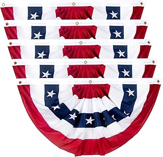 2x4 Ft American Pleated Fan Flag, Patriotic Half Fan Bunting Flag, Indoor Outdoor for Red White Blue USA 250th Anniversary...