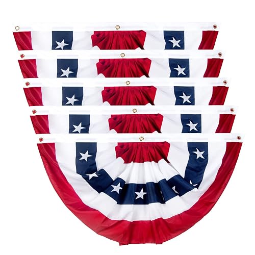 2x4 Ft American Pleated Fan Flag, Patriotic Half Fan Bunting