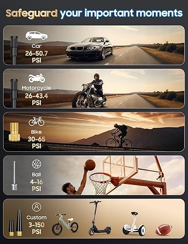 Miniatura 8 de Inflador de neumáticos, compresor de aire portátil, bomba de aire inalámbrica con aplicación inteligente de 10000 mAh y 150 PSI para neumáticos de