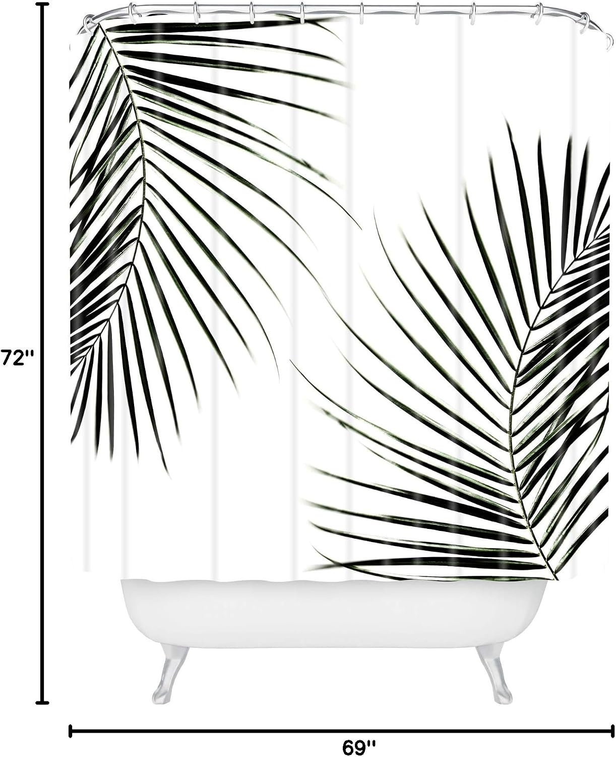 Deny Designs Mareike Boehmer Palm Leaves 9 Shower Curtain, 72x69, White