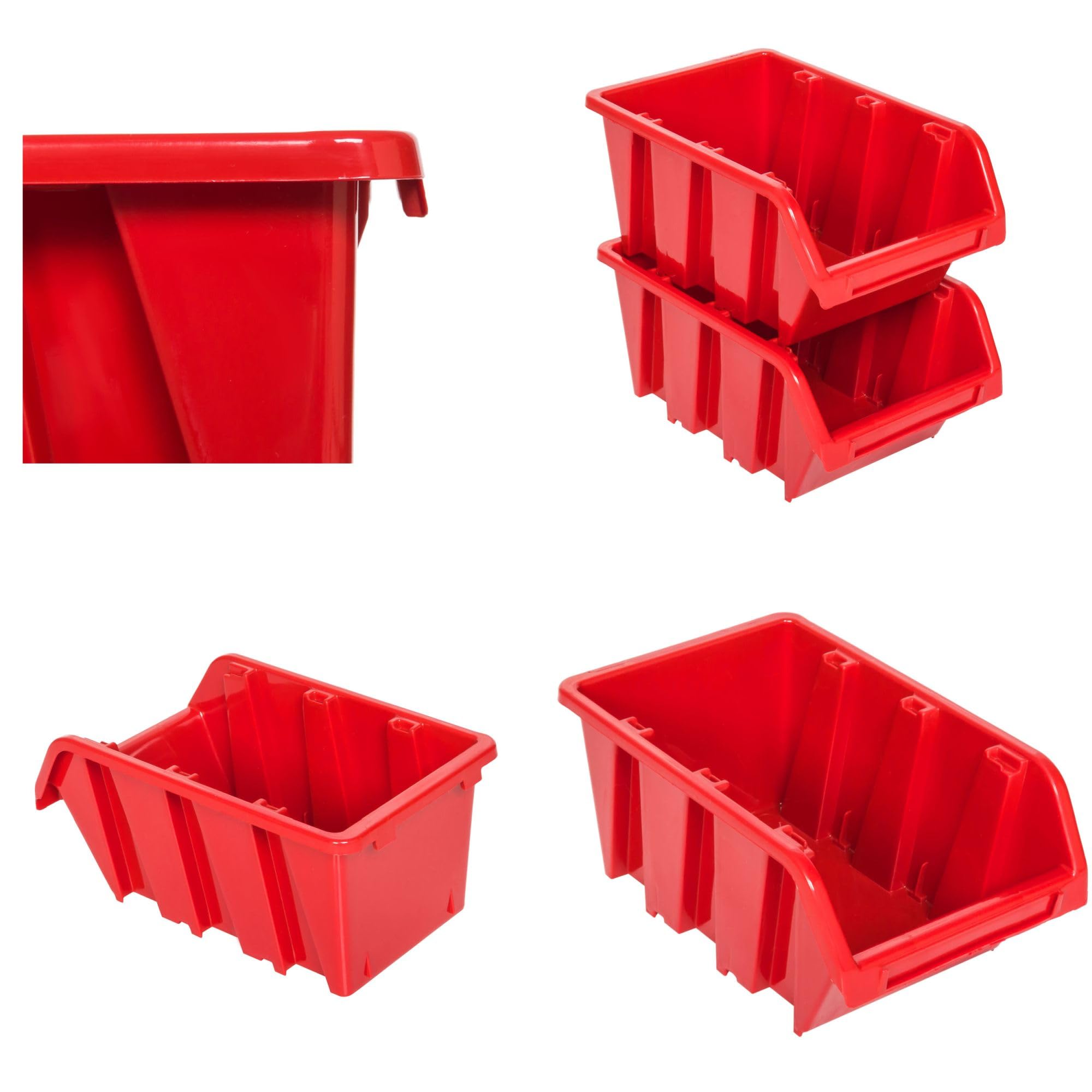 Panel de herramientas de metal 117 x 72 cm, sistema de almacenamiento con portaherramientas, ganchos para herramientas y 11 cajas apilables, 100 x 150 x 70 mm, color: rojo, tablero perforado, taller,