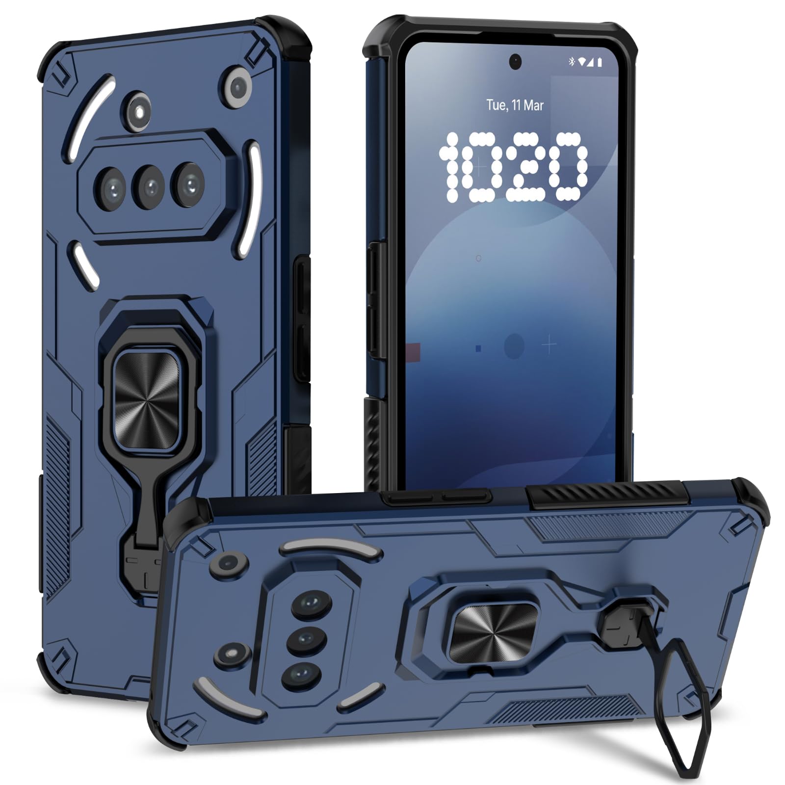 Funda para Samsung Galaxy A13 4G con Cristal Templado Protector Pantalla, Carcasa Antigolpes con Soporte anular metálico, Case Protectora de Grado Militar, Negro — view 230