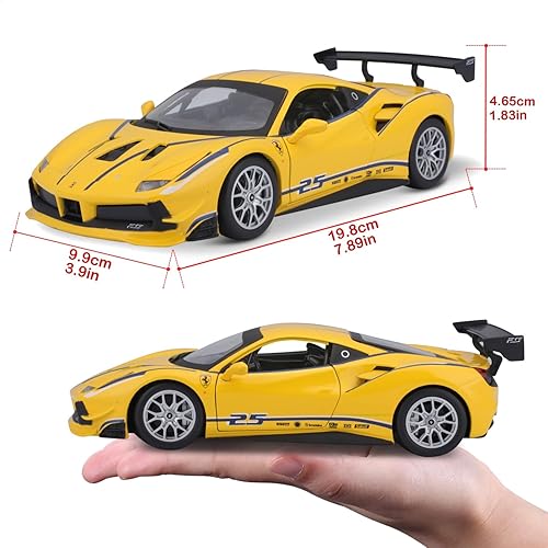 Miniatura 8 de Bburago 18-26307 Ferrari Racing 488 Challenge Coche coleccionable fundido a presión a escala 124, amarillo