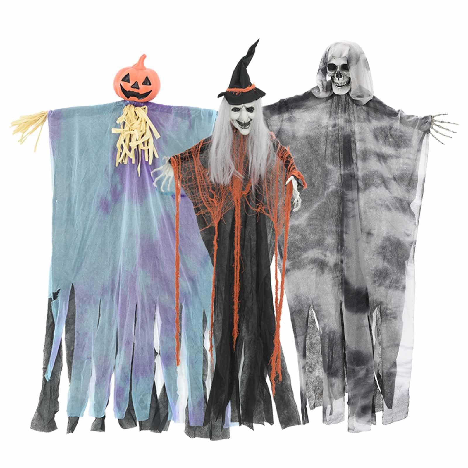 Fantômes d'Halloween suspendus pliables pour éviter les décors rigides et cassants