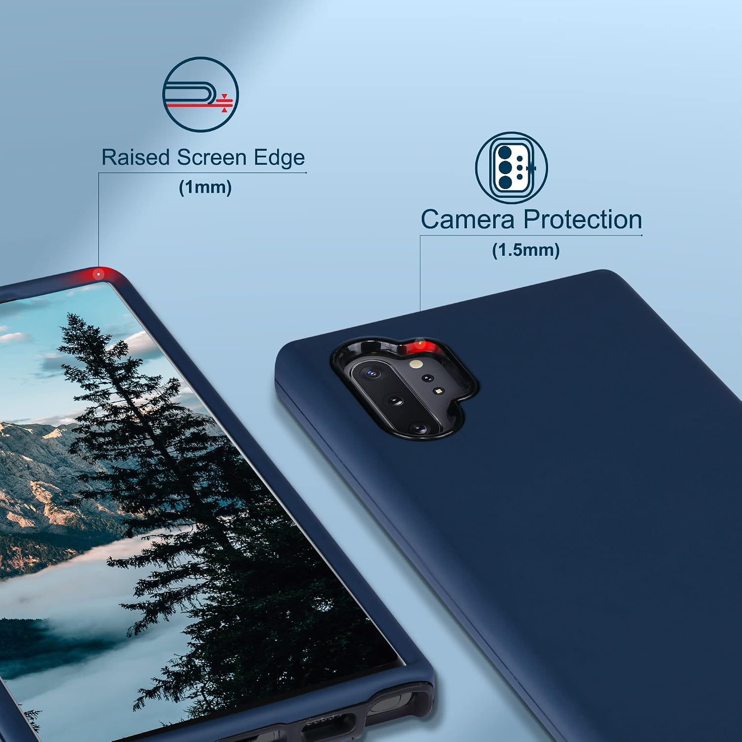 ULAK Galaxy Note 10 Plus 5G Case, Heavy Duty Shockproof Rugged Protection Case Soft TPU Protective Cover for Samsung Galaxy Note 10 Plus 5G (2019), Dark Blue