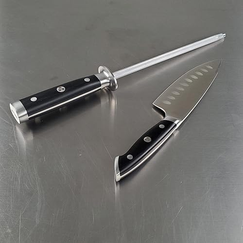 Miniatura 3 de Ergo Chef Pro Series 2.0 - Afilador de cuchillos - Varilla de afilar de acero inoxidable magnetizado de 9 pulgadas con mango de madera de Pakka