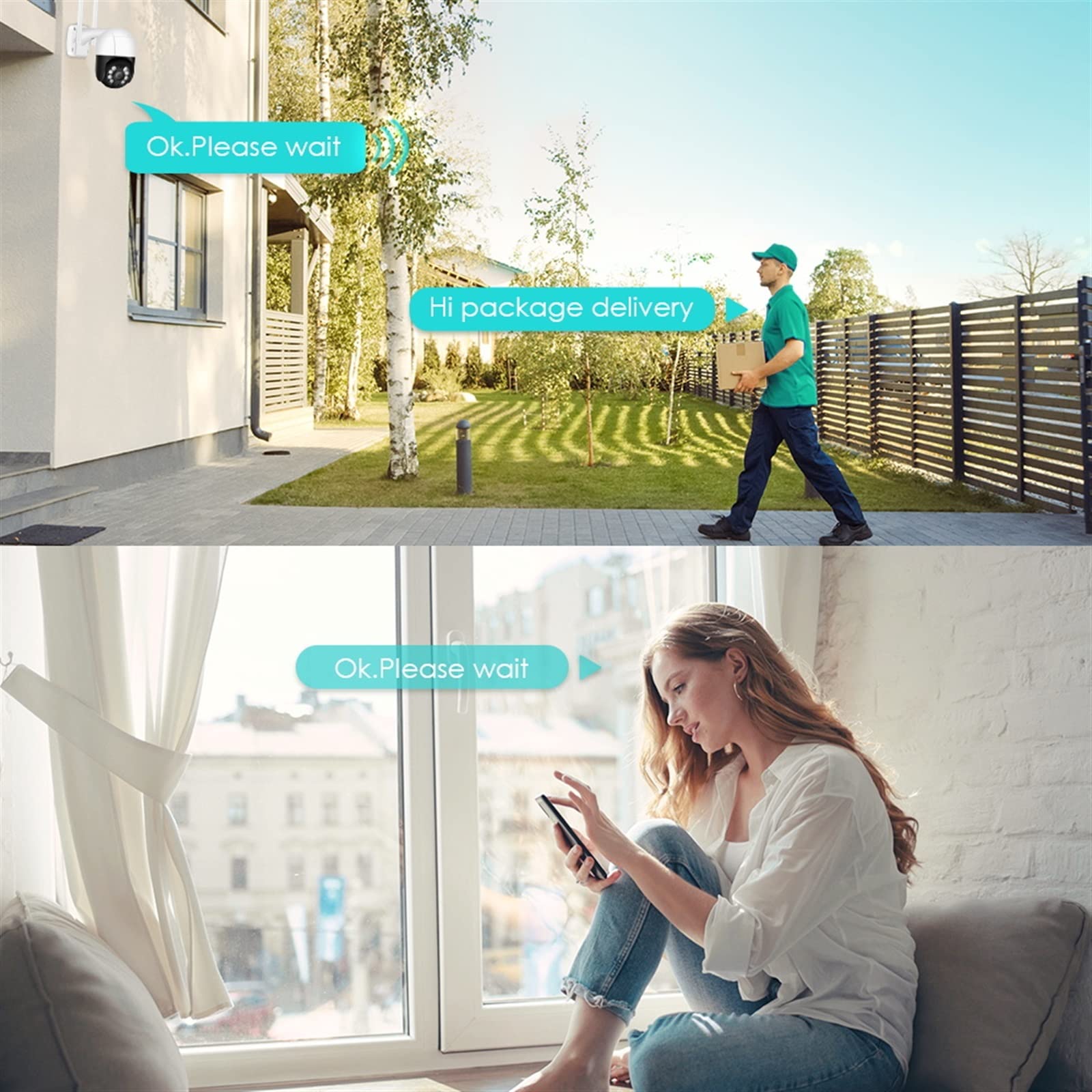 cámara de seguridad gran angular, Cámara IP Wifi 4K de 8MP for exteriores, videovigilancia inalámbrica H.265 de 5MP, HD 1080P, detección humana Ai, seguimiento automático, cámara de seguridad CCTV con