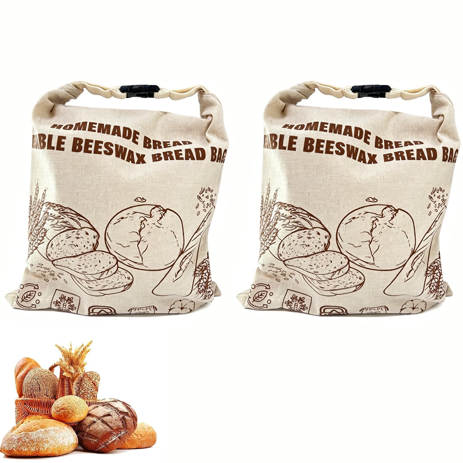 Sac de pain en cire d'abeille réutilisable pour levain maison