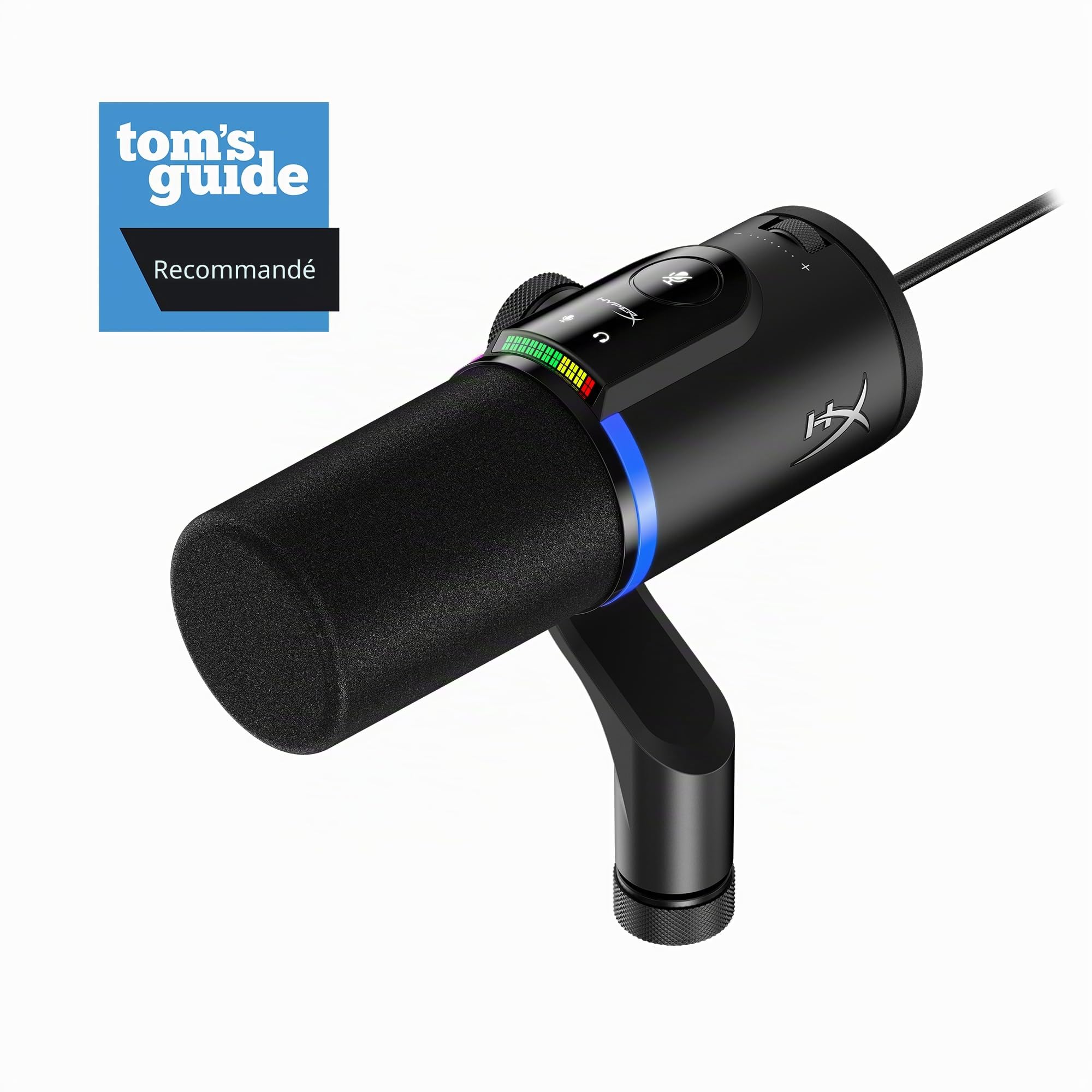 HyperX FlipCast, Microphone Dynamique USB/XLR cardioïde pour Gaming/Streaming/Podcast, PC/Mac, Audio Haute résolution, Bouton muet, contrôle du Volume, Plug and Play, Voix Claire