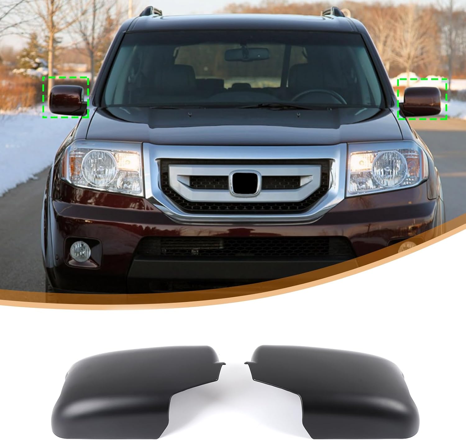 Door Side Rearview Mirror Cap Cover Trim Compatible with Honda Pilot 2009 2010 2011 2012 2013 2014 2015 Accessories, ABS Exterior Mirror Covers Side Caps Accessories (Matt Black)