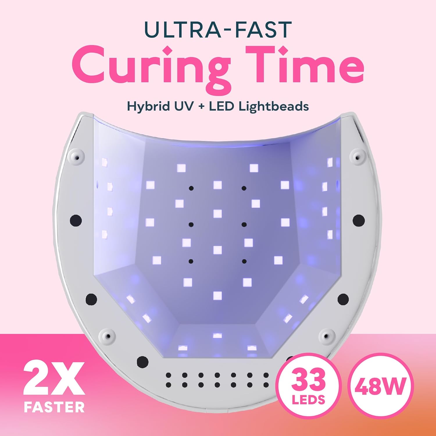 SUNUV SUN2C Grey UV Light for Gel Nails Polish, 48W UV LED Nail Lamp with 4 Timer Settings, SUNUV LED Pink Gloves for Gel Nails