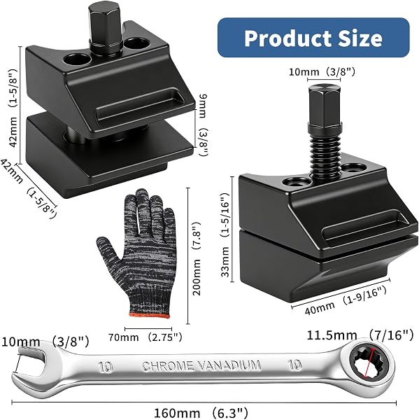 Federbein Spreizer Set 4-tlg – Radlagergehäuse Spreizer aus gehärtetem Stahl, inkl. Handschuhe & Schraubenschlüssel, Werkzeug für Federbein- und Stoßdämpfer Reparatur, Für PKW, SUV & Transporter - 2