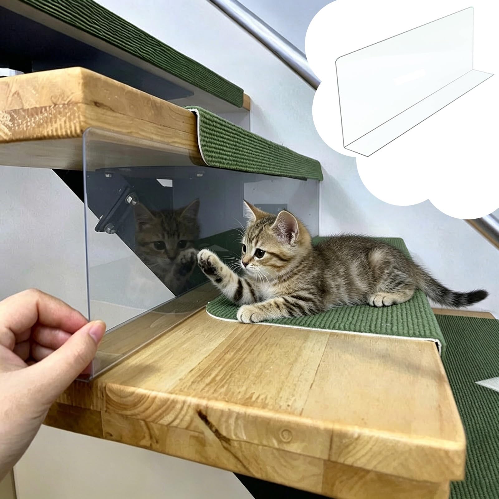 Bloccanti Giocattoli per Mobili Paracolpi Trasparente per Scale con Alzate Aperte, Riempitivo Fessure a Forma di L, Paracolpi Posizionare Sotto Il Divano Animali Domestici(32x7in (80x18cm))