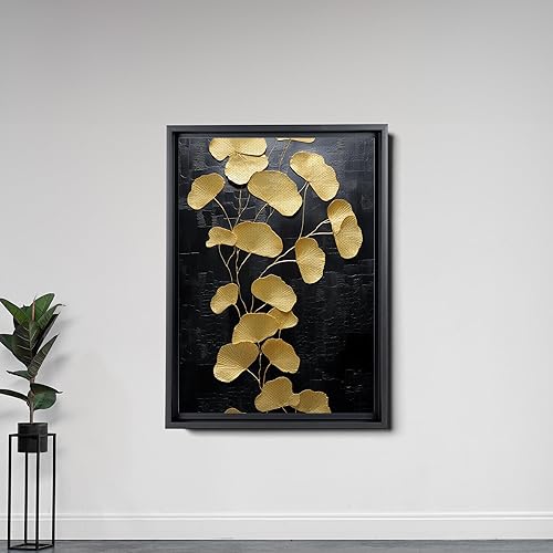 Miniatura 5 de Original Ginkgo biloba Print On Canvas, Modern Textured Gold Wall Art, Abstract Gold Leaves Print, Living room Wall Decor, Home Decor, Wall