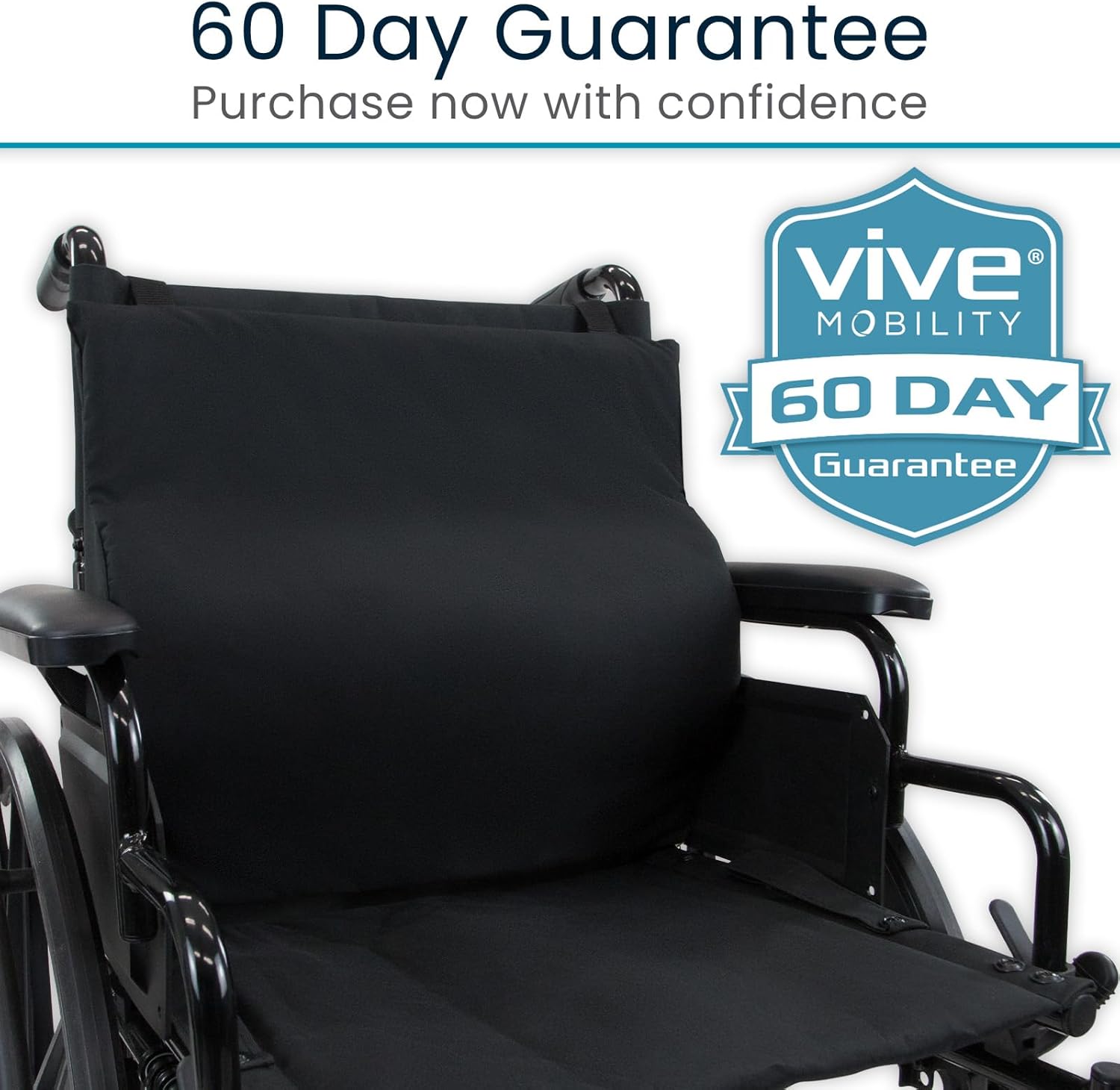 Vive Wheelchair Lumbar Support Cushion for Sling Back Wheel Chairs - Chair Pad for Back Pressure Relief - Memory Foam Backrest - Fits Most Wheelchairs & Transport Chairs - Improves Posture