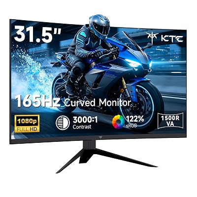 KTC Monitor curvo para jogos FHD 1080p de 32 polegadas - monitor curvo VA 1500R, 165Hz 1ms MPRT, FreeSync e G-Sync, 122% sRGB, DP/HDMI, VESA, HDR10 para jogos, casa, escritório, negócios, monitor de