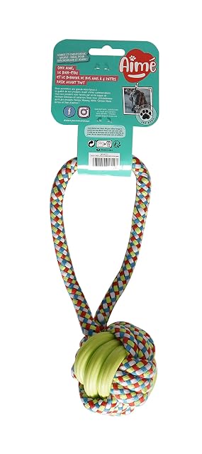 Foto 2 de 3 de Aimé Mix Juguete Mordedor Resistente de Cuerda Y Goma Blanda para Perros 23 cm
