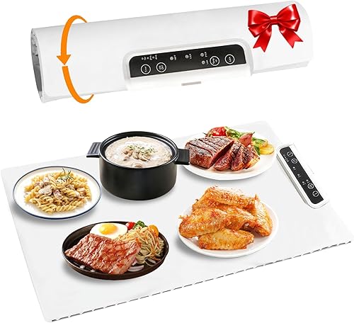 Alfombrilla de calentamiento para alimentos, bandeja de calentamiento eléctrica enrollable, calentamiento de superficie completa rápidamente,