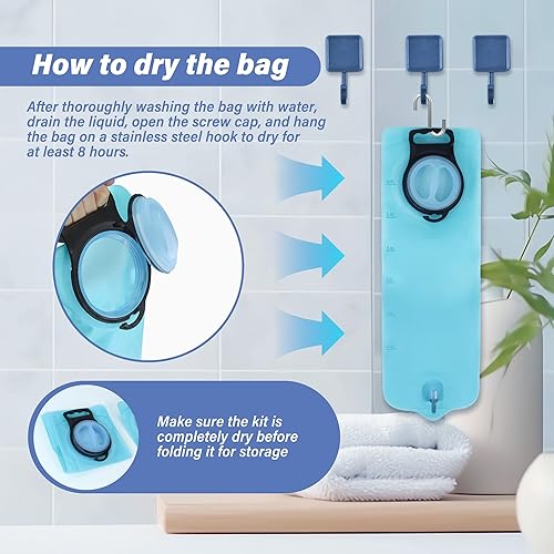 Miniatura 5 de TopQuaFocus Kit de bolsa de enema de café de 3 cuartos con tubo de silicona de 6.5 pies, bolsa de enema portátil para hombres y mujeres, enemas de