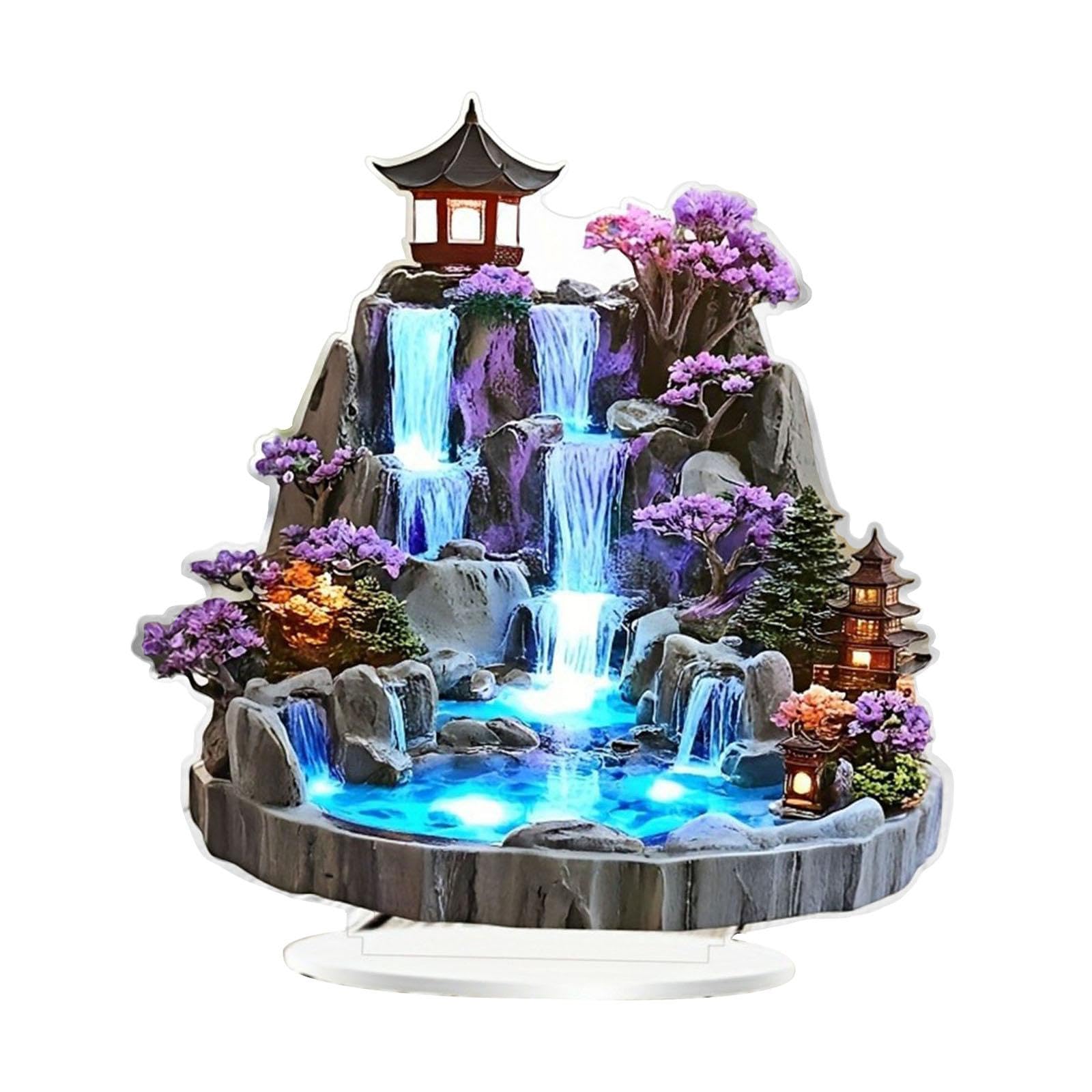 Fuente de Agua de Mesa 2D, decoración de Mesa, Letrero Decorativo de acrílico, Placa de Escritorio, Adorno para gabinete, Escritorio, Centro de Mesa
